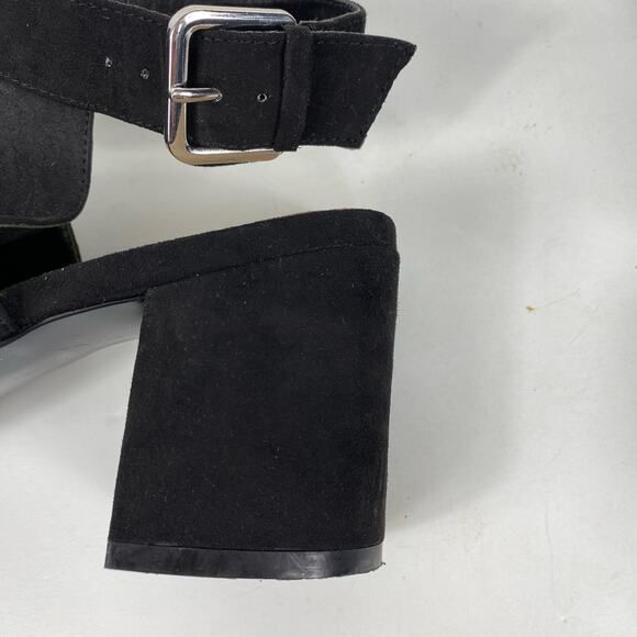 Nine West Jomei Sandals Open Toe High Heel Black Faux Suede Womens 9M - Picture 7 of 11